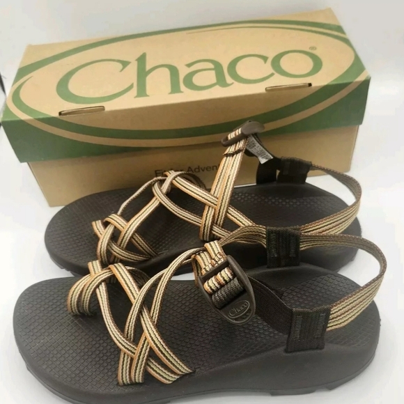 Chaco ZX2 Vibram Unaweep Striped Brown Sandals Trail Comfort Womens Size 10 - Picture 2 of 10